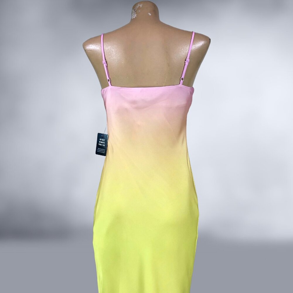 Express 2021 Rainbow Ombre Satin Bias Slip Dress NWT - Picture 8 of 10